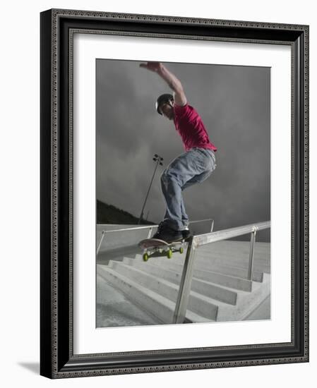 Skateboarder Performing Tricks-null-Framed Photographic Print