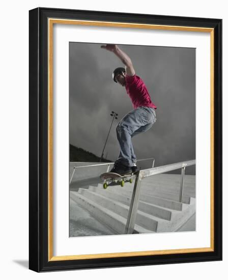 Skateboarder Performing Tricks-null-Framed Photographic Print