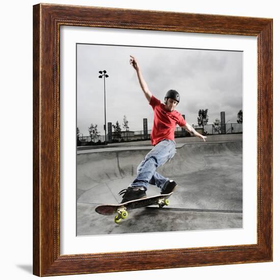 Skateboarder Performing Tricks-null-Framed Photographic Print