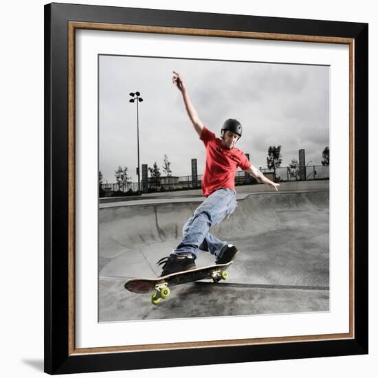 Skateboarder Performing Tricks-null-Framed Photographic Print