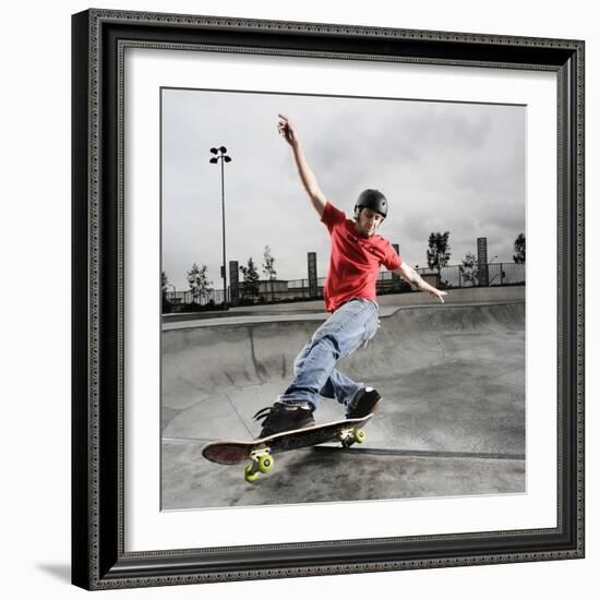 Skateboarder Performing Tricks-null-Framed Photographic Print