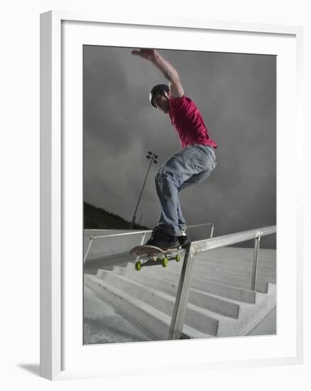 Skateboarder Performing Tricks-null-Framed Photographic Print