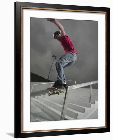 Skateboarder Performing Tricks-null-Framed Photographic Print