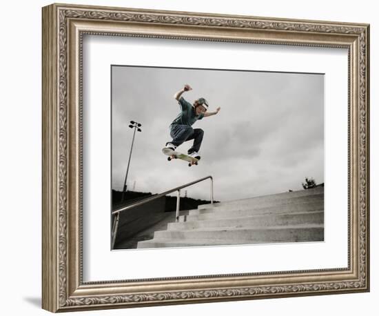 Skateboarder Performing Tricks-null-Framed Photographic Print