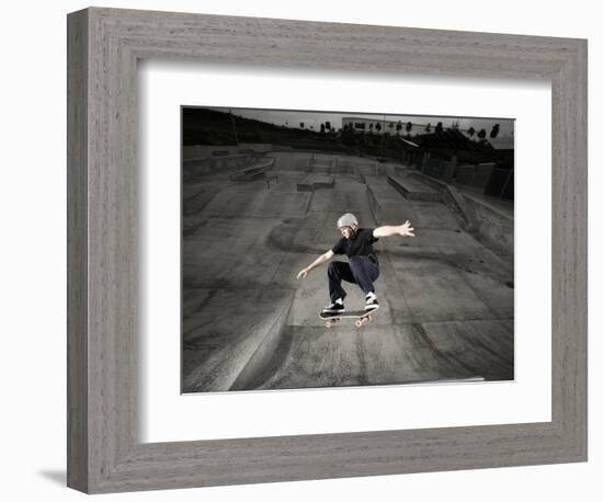 Skateboarder Performing Tricks-null-Framed Photographic Print