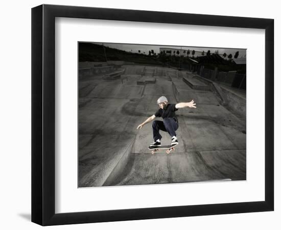 Skateboarder Performing Tricks-null-Framed Photographic Print