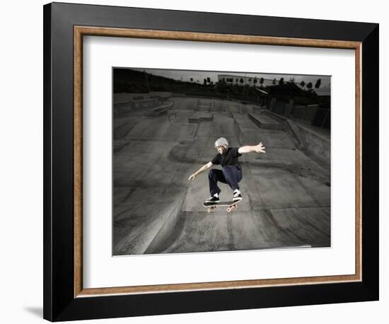 Skateboarder Performing Tricks-null-Framed Photographic Print