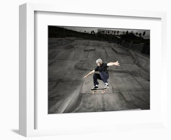 Skateboarder Performing Tricks-null-Framed Photographic Print