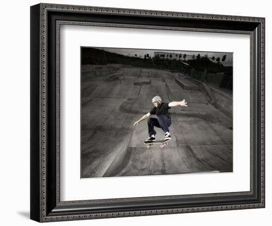 Skateboarder Performing Tricks-null-Framed Photographic Print