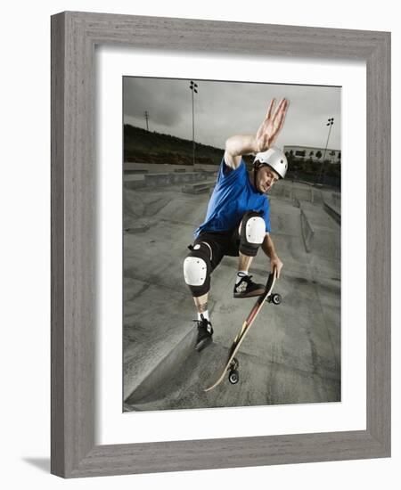 Skateboarder Performing Tricks-null-Framed Photographic Print