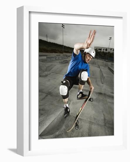 Skateboarder Performing Tricks-null-Framed Photographic Print