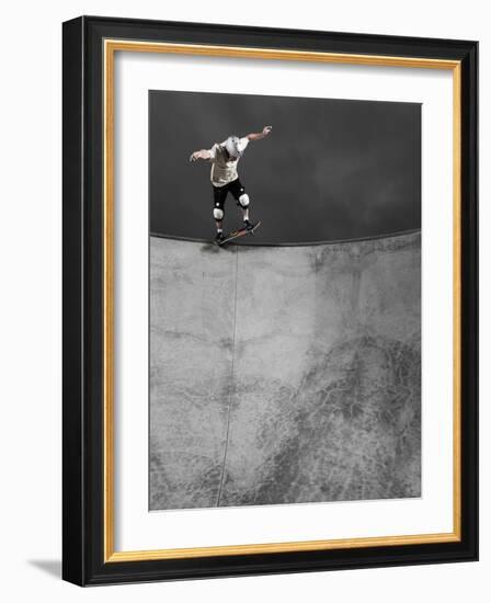 Skateboarder Performing Tricks-null-Framed Photographic Print