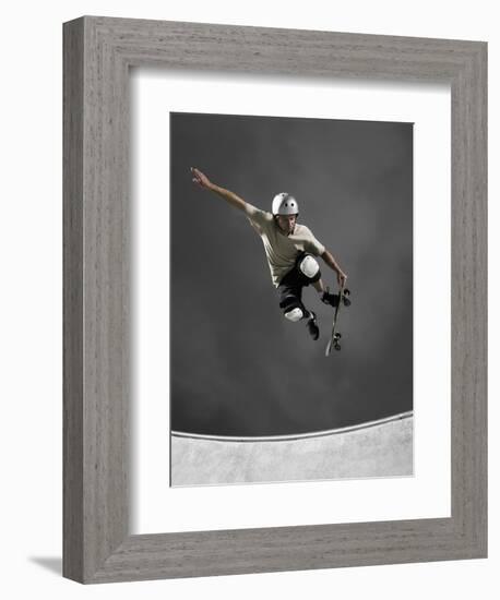 Skateboarder Performing Tricks-null-Framed Photographic Print