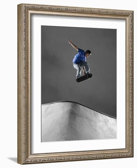 Skateboarder Performing Tricks-null-Framed Photographic Print