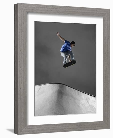 Skateboarder Performing Tricks-null-Framed Photographic Print