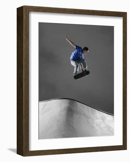 Skateboarder Performing Tricks-null-Framed Photographic Print