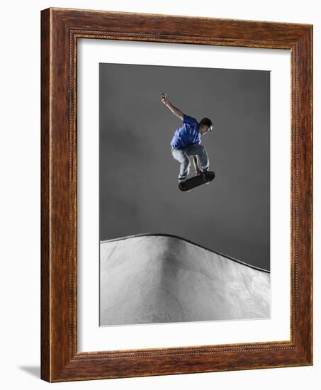 Skateboarder Performing Tricks-null-Framed Photographic Print