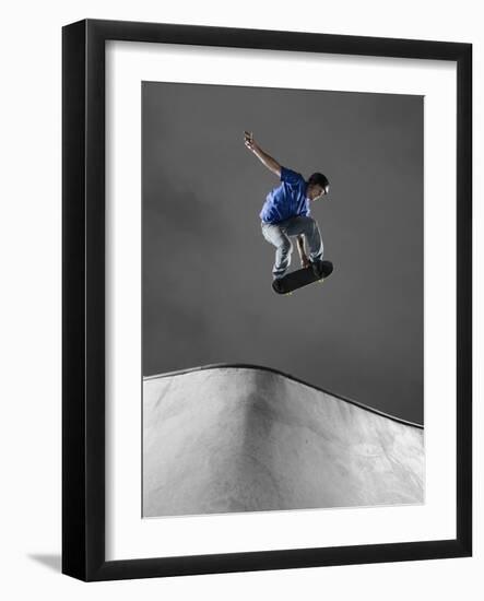 Skateboarder Performing Tricks-null-Framed Photographic Print