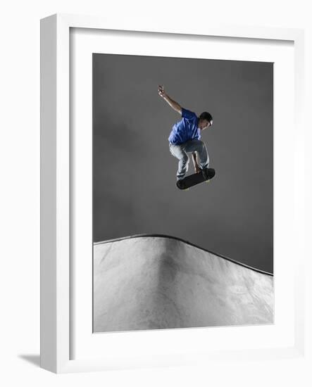 Skateboarder Performing Tricks-null-Framed Photographic Print