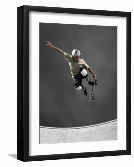 Skateboarder Performing Tricks-null-Framed Photographic Print