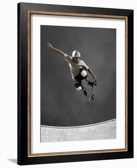 Skateboarder Performing Tricks-null-Framed Photographic Print