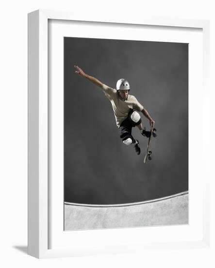 Skateboarder Performing Tricks-null-Framed Photographic Print