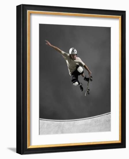 Skateboarder Performing Tricks-null-Framed Photographic Print