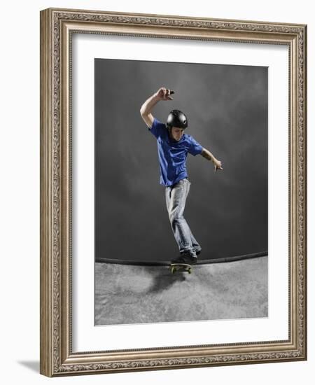 Skateboarder Performing Tricks-null-Framed Photographic Print