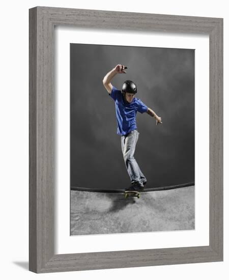 Skateboarder Performing Tricks-null-Framed Photographic Print