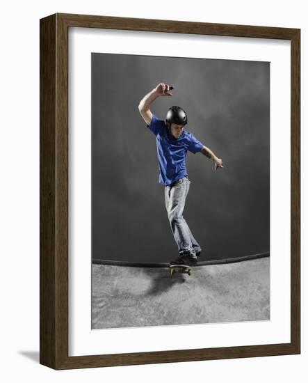 Skateboarder Performing Tricks-null-Framed Photographic Print