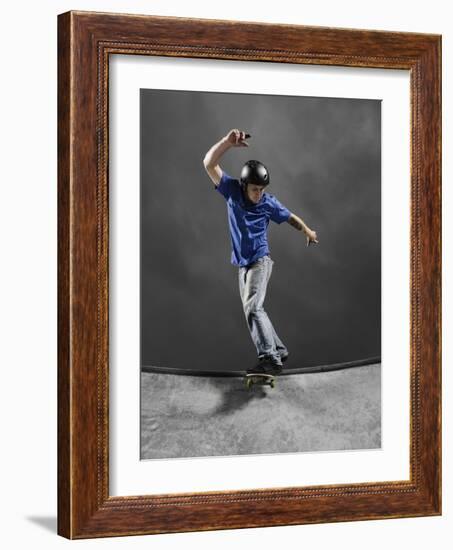 Skateboarder Performing Tricks-null-Framed Photographic Print