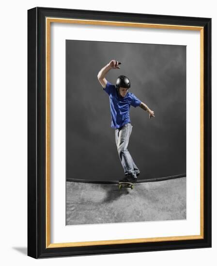 Skateboarder Performing Tricks-null-Framed Photographic Print