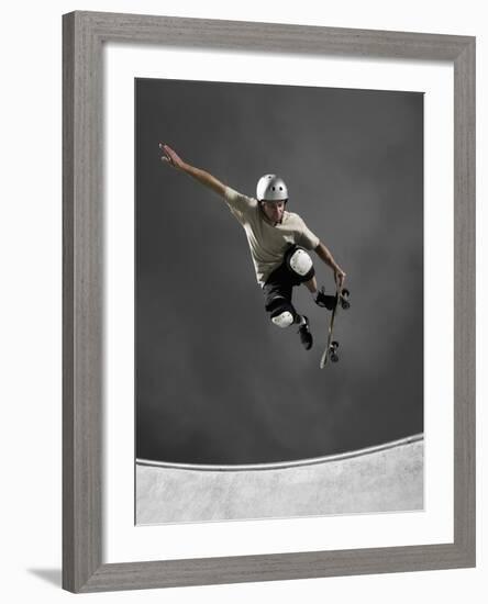 Skateboarder Performing Tricks-null-Framed Photographic Print