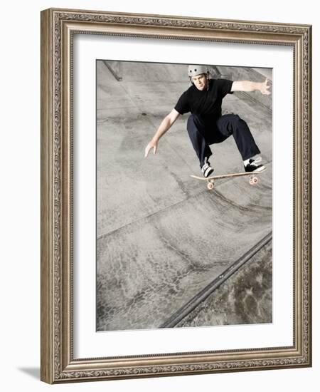 Skateboarder Performing Tricks-null-Framed Photographic Print