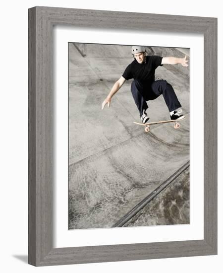 Skateboarder Performing Tricks-null-Framed Photographic Print