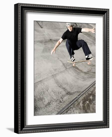 Skateboarder Performing Tricks-null-Framed Photographic Print