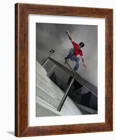 Skateboarder Performing Tricks-null-Framed Photographic Print