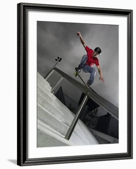 Skateboarder Performing Tricks-null-Framed Photographic Print