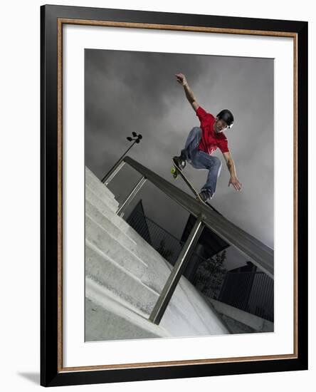 Skateboarder Performing Tricks-null-Framed Photographic Print