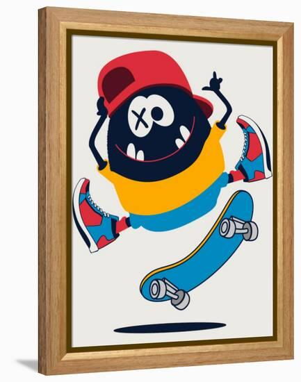 Skater Monster Vector Design-braingraph-Framed Stretched Canvas