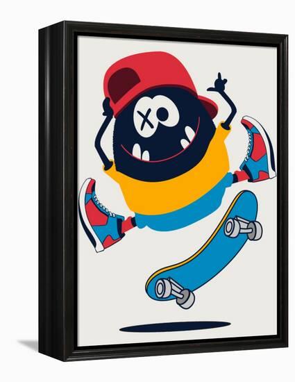 Skater Monster Vector Design-braingraph-Framed Stretched Canvas