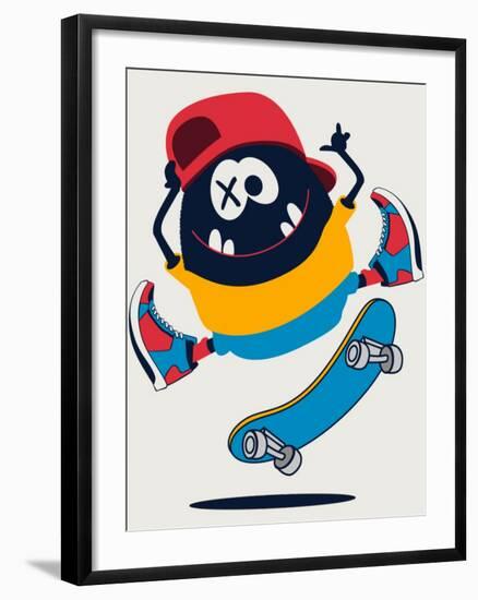 Skater Monster Vector Design-braingraph-Framed Art Print