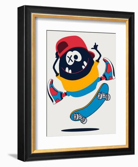 Skater Monster Vector Design-braingraph-Framed Art Print