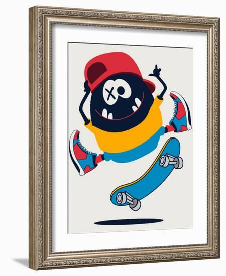 Skater Monster Vector Design-braingraph-Framed Art Print