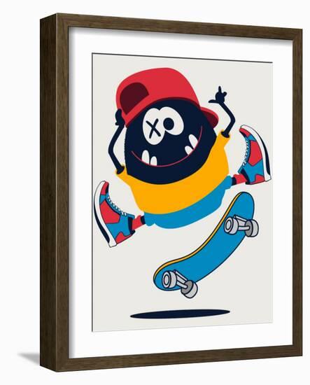 Skater Monster Vector Design-braingraph-Framed Art Print