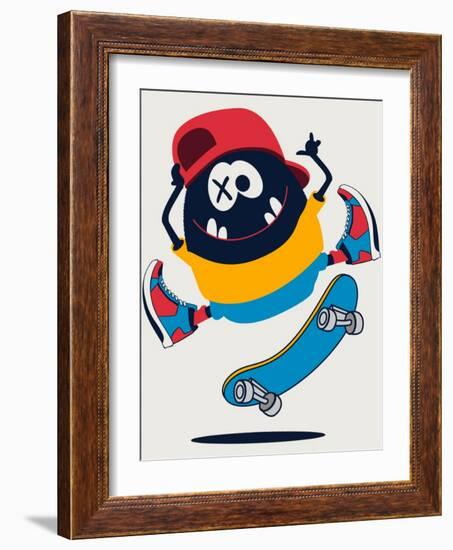 Skater Monster Vector Design-braingraph-Framed Art Print