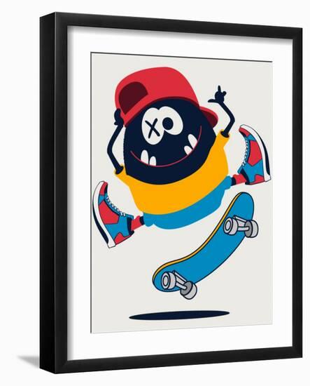 Skater Monster Vector Design-braingraph-Framed Art Print