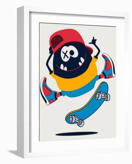 Skater Monster Vector Design-braingraph-Framed Art Print