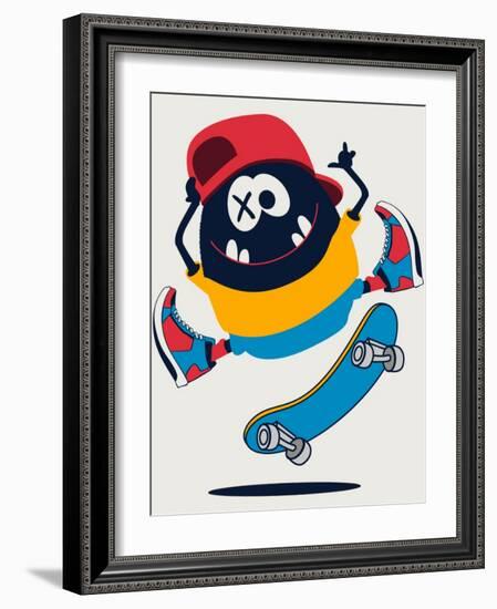 Skater Monster Vector Design-braingraph-Framed Art Print