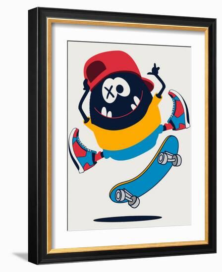 Skater Monster Vector Design-braingraph-Framed Art Print